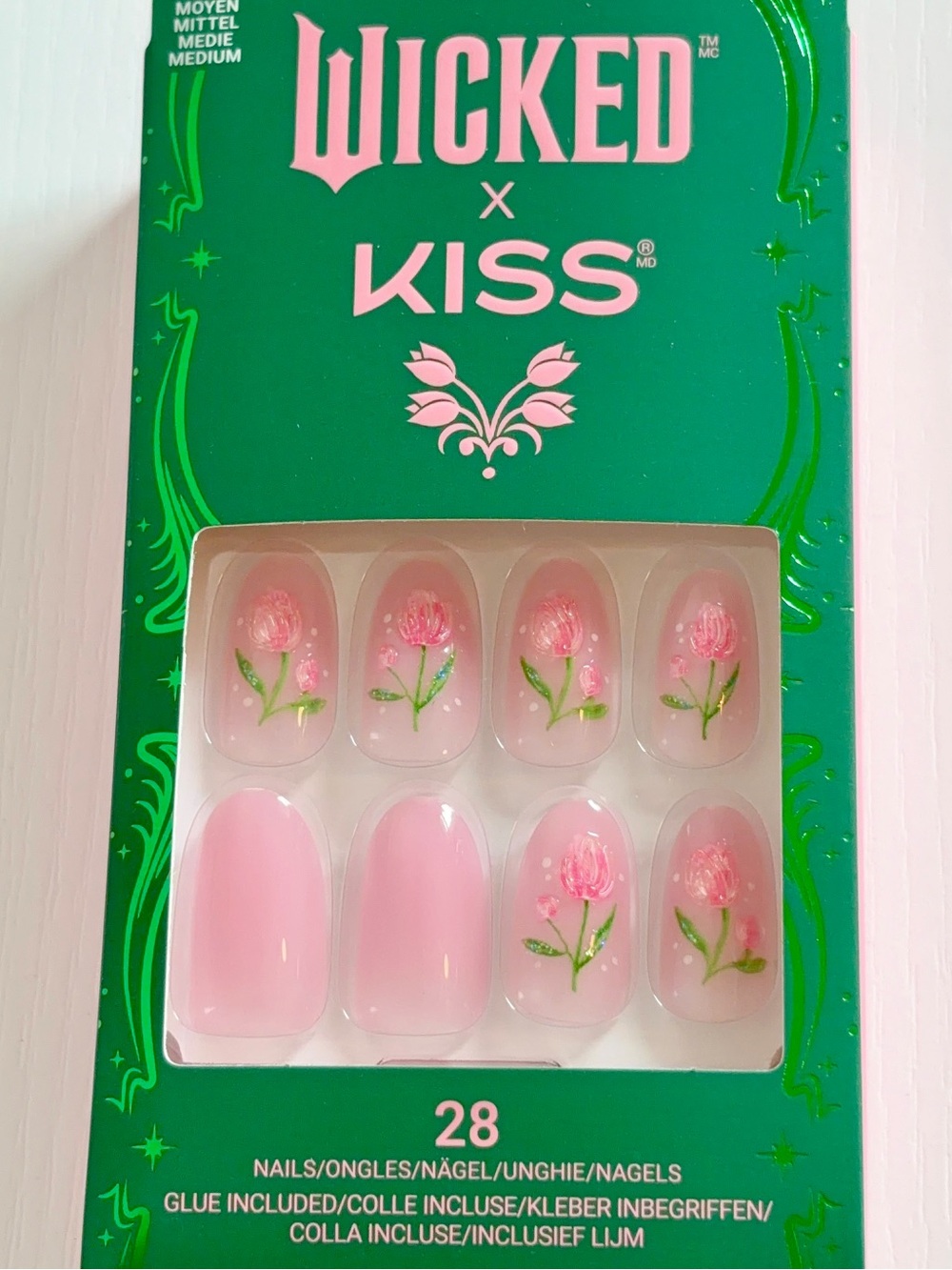 WICKED × KISS Pink Floral Press-On Nails